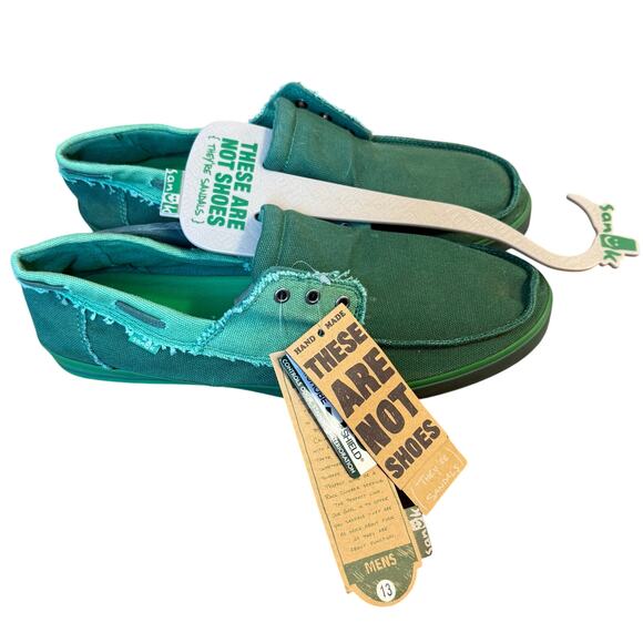 Sanuk Scurvy Boat Shoe Sandal Slip On Beach Surfer Green Men’s 13 US 47 EU - Picture 1 of 10